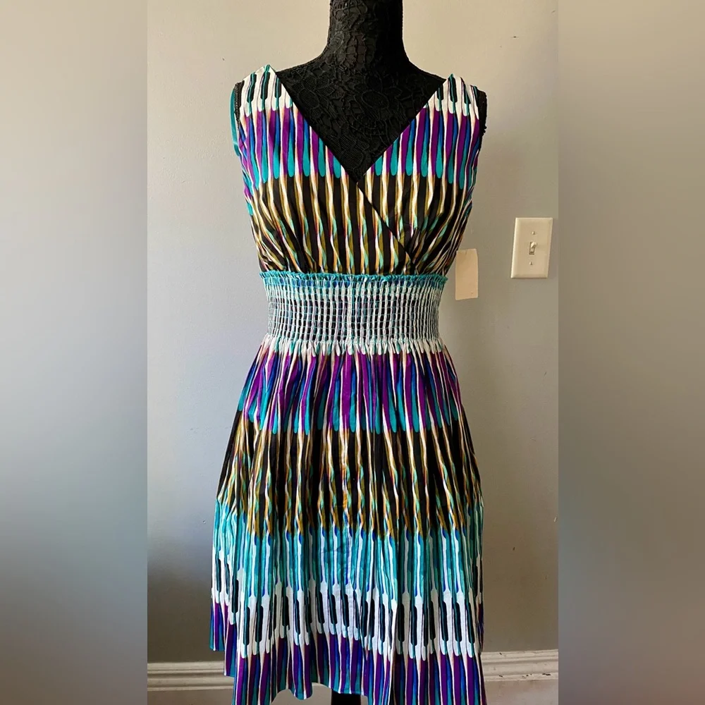 Coldwater Creek Printed Cotton Day Dress. Size 12. NWT. - Picture 3 of 6